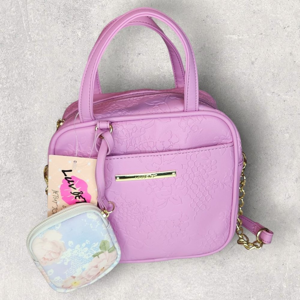 Betsey Johnson Pink LB Kenzie Satchel/Crossbody with Pouch - New with Tags